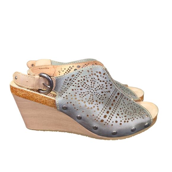 Pikolinos Benissa Wedge Perforated Open Toe Sandals Slingback 41 Women's 10.5-11 - Picture 1 of 8